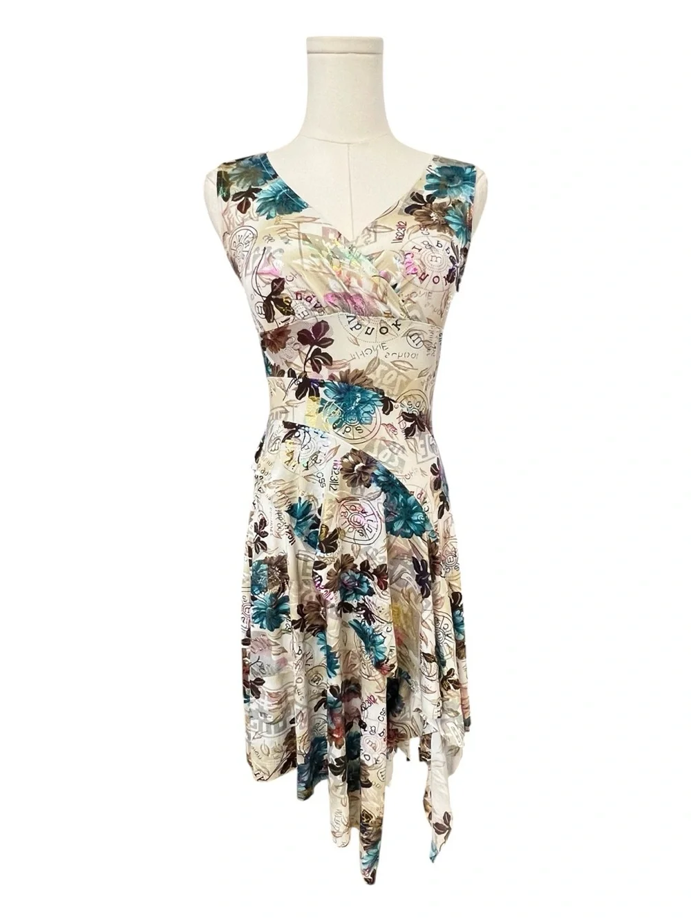 NWT Rocrise Botanical Faux Wrap Handkerchief Hem Dress | Size L